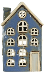 27601-34 Nyhavn hus til fyrfadslys blå med grå dør fra Ib Laursen - Tinashjem